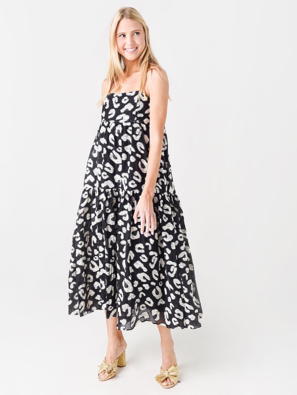 Hunter Bell Camden Maxi Dress in Black Onyx Cheetah, Size L
